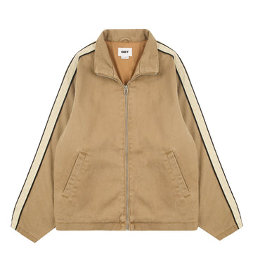 Obey Womens Astrid Stripe Jacket Tan Faded Wash - Parasol Store