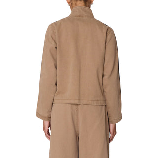 Obey Womens Astrid Stripe Jacket Tan Faded Wash - Parasol Store