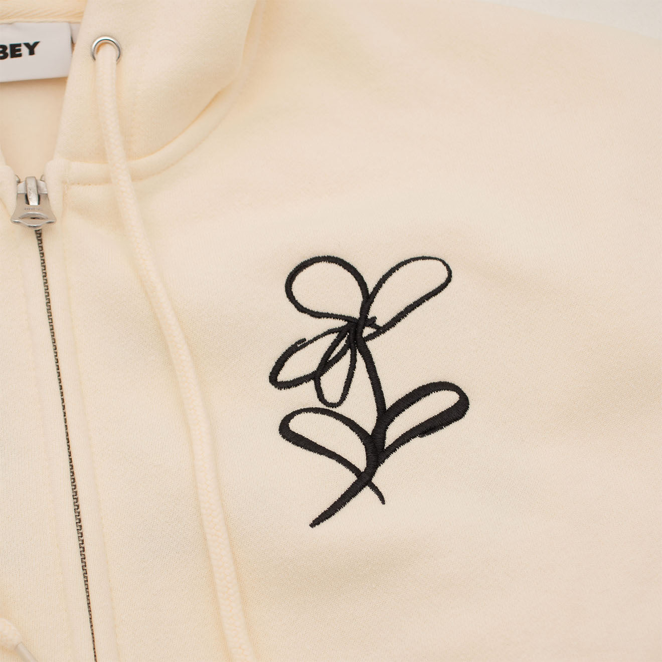 Obey Womens Chalk Writing Zip Hood Unbleached - Parasol Store