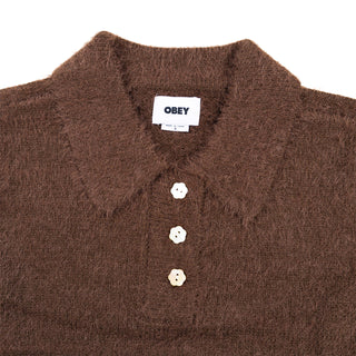 Obey Womens  Esme Polo Sweater Chocolate - Parasol Store