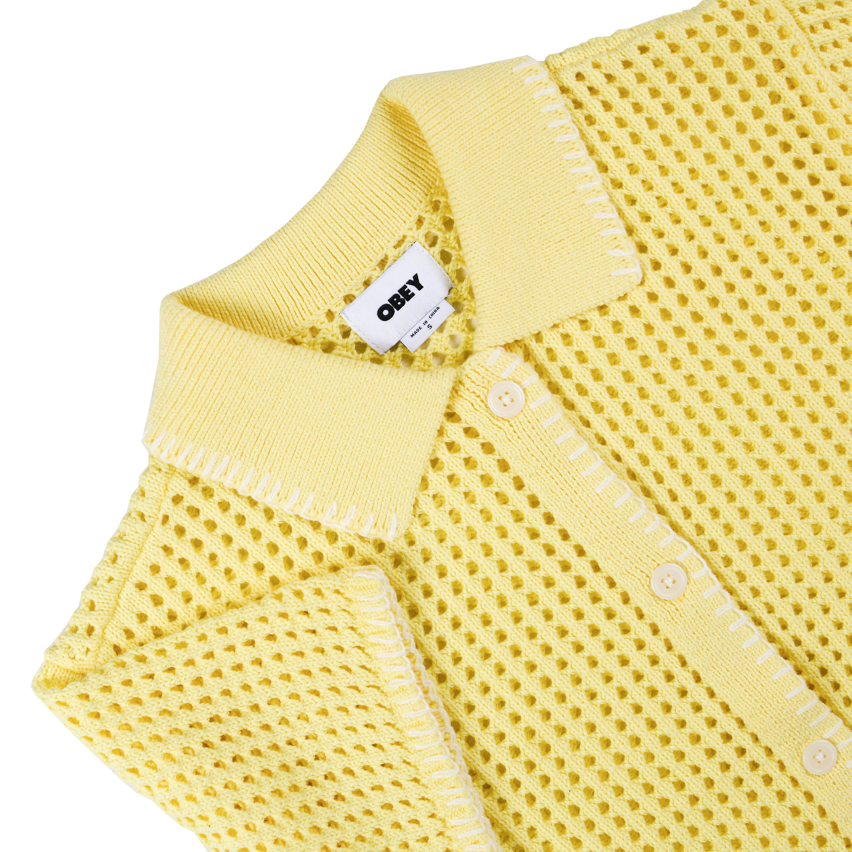 Obey Womens Pilar Crochet S/S Yellow Pear