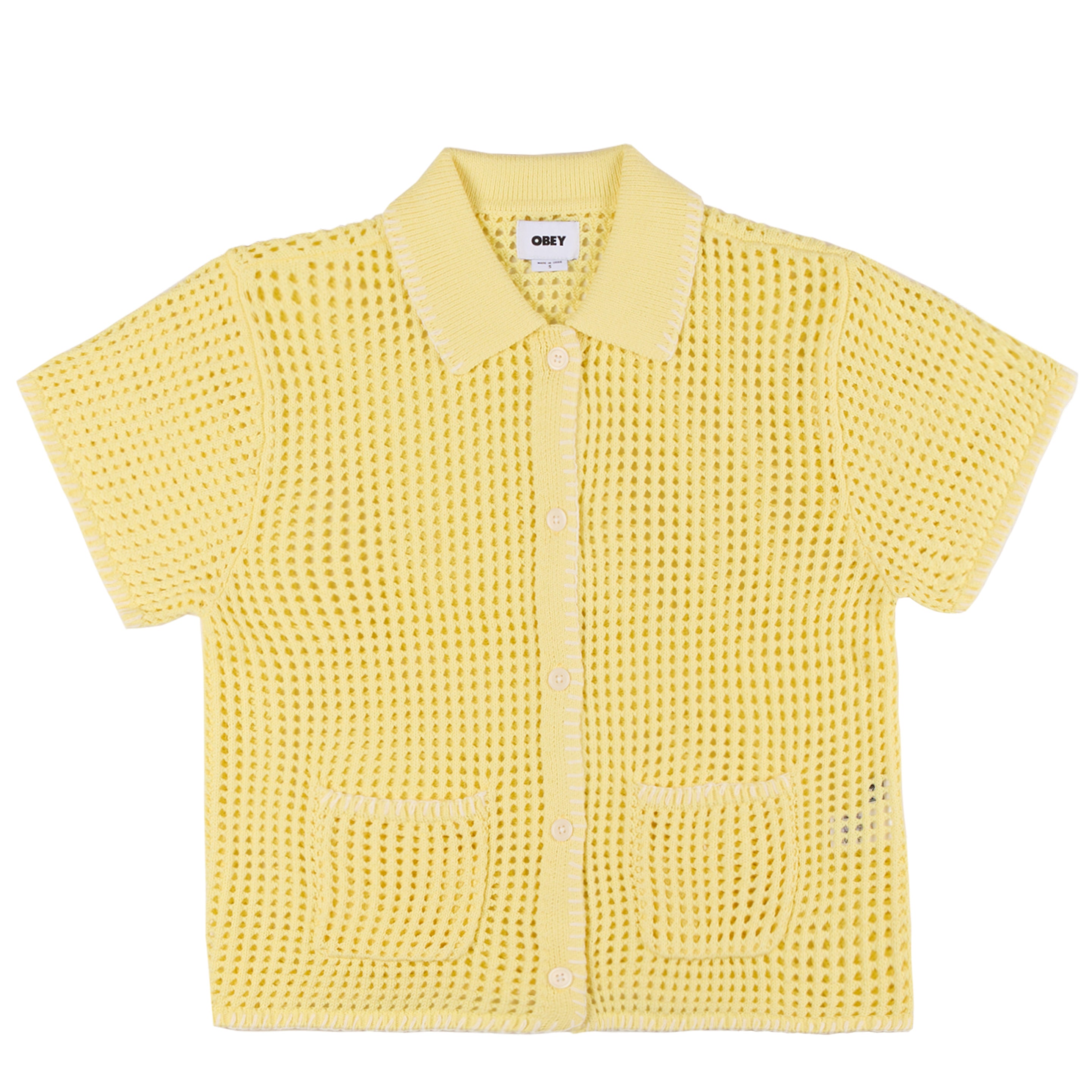 Obey Womens Pilar Crochet S/S Yellow Pear
