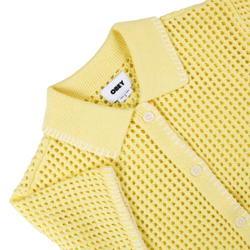 Obey Womens Pilar Crochet S/S Yellow Pear - Parasol Store