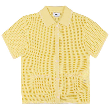 Obey Womens Pilar Crochet S/S Yellow Pear - Parasol Store