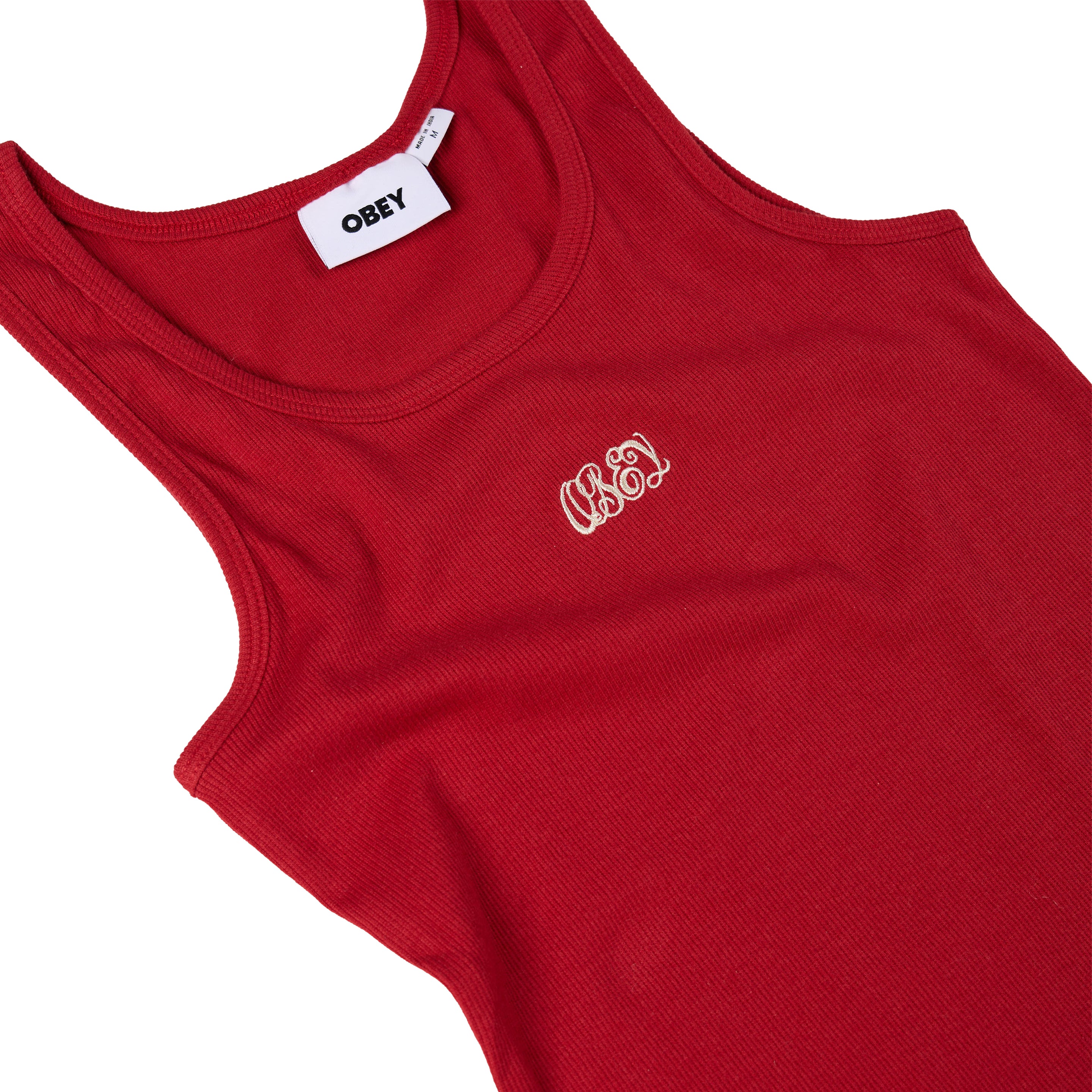 Obey Womens Ribbon Rib Tank Red