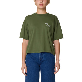 Obey Womens Scripty Cities Bronze Green - Parasol Store