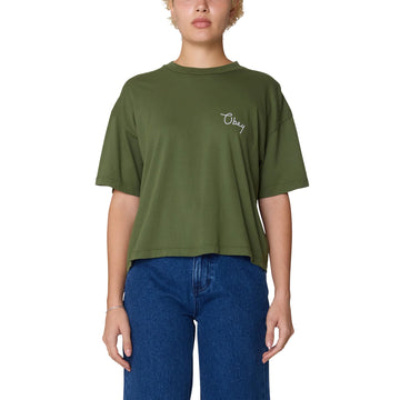 Obey Womens Scripty Cities Bronze Green - Parasol Store