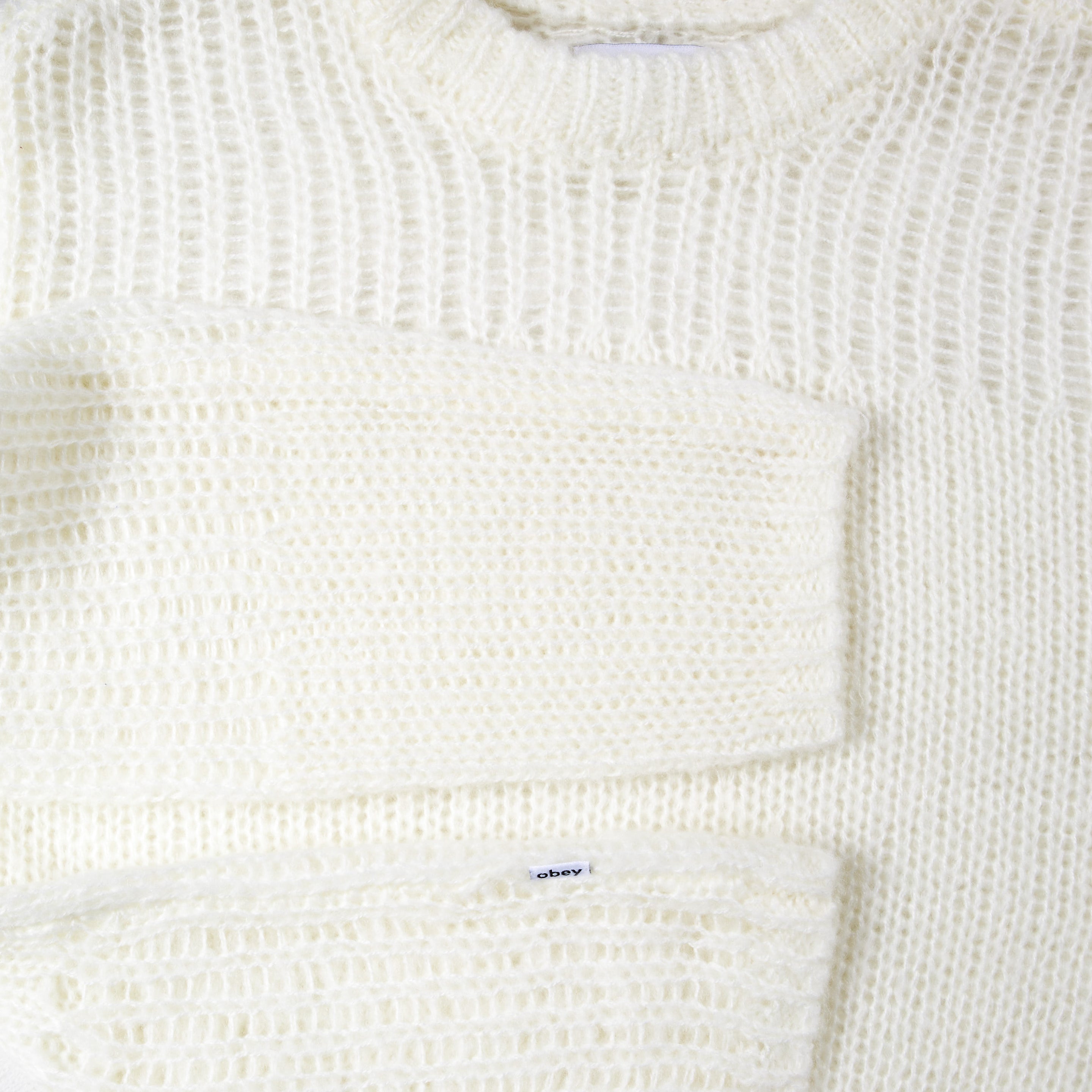 Obey Womens Trivia Open Knit Sweater Cream