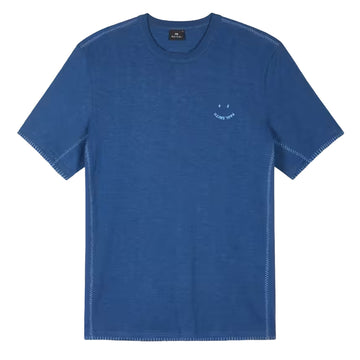 Paul Smith Blanket-Stitch Happy T-Shirt BLue - Parasol Store