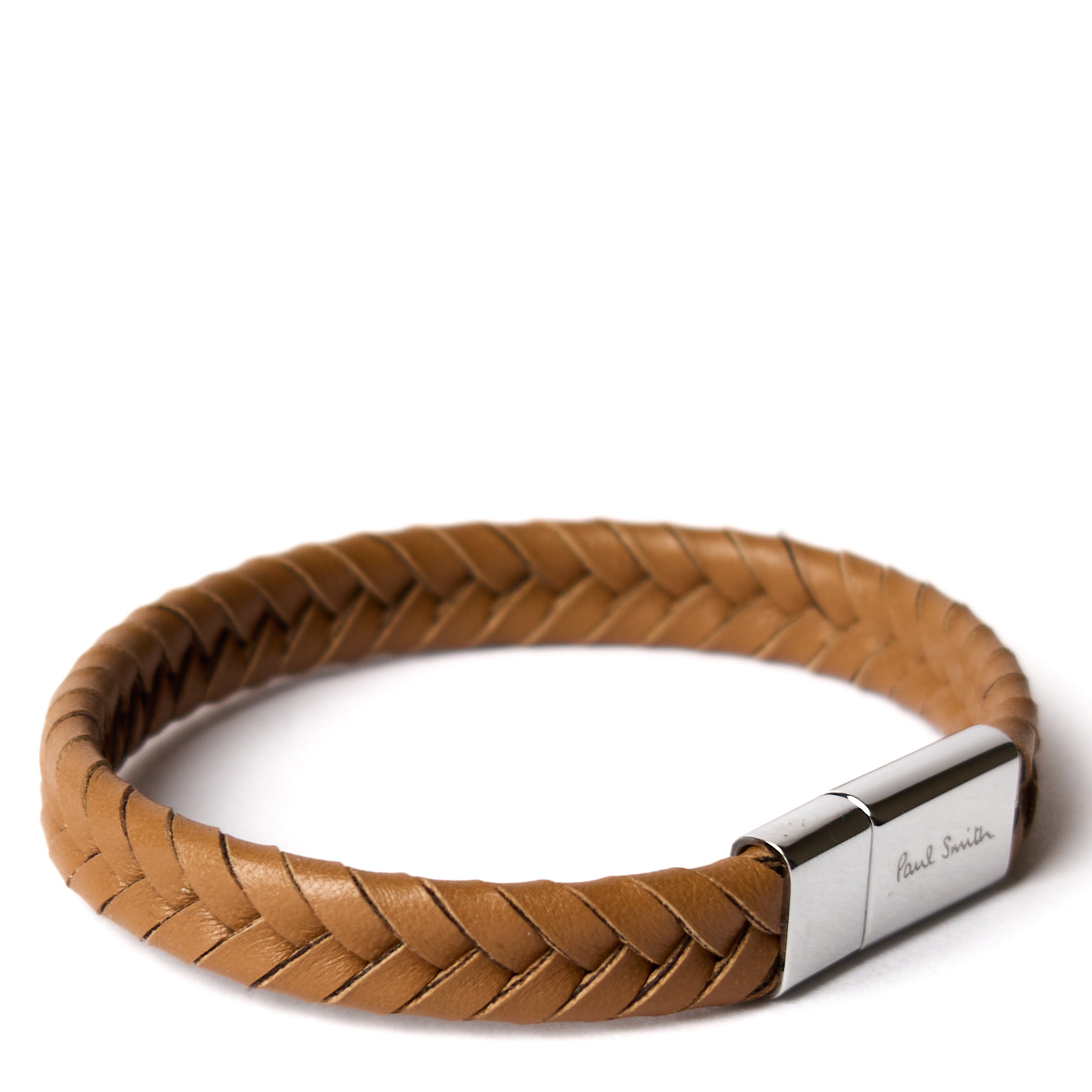Paul Smith Braided Leather Bracelet Tan - Parasol Store