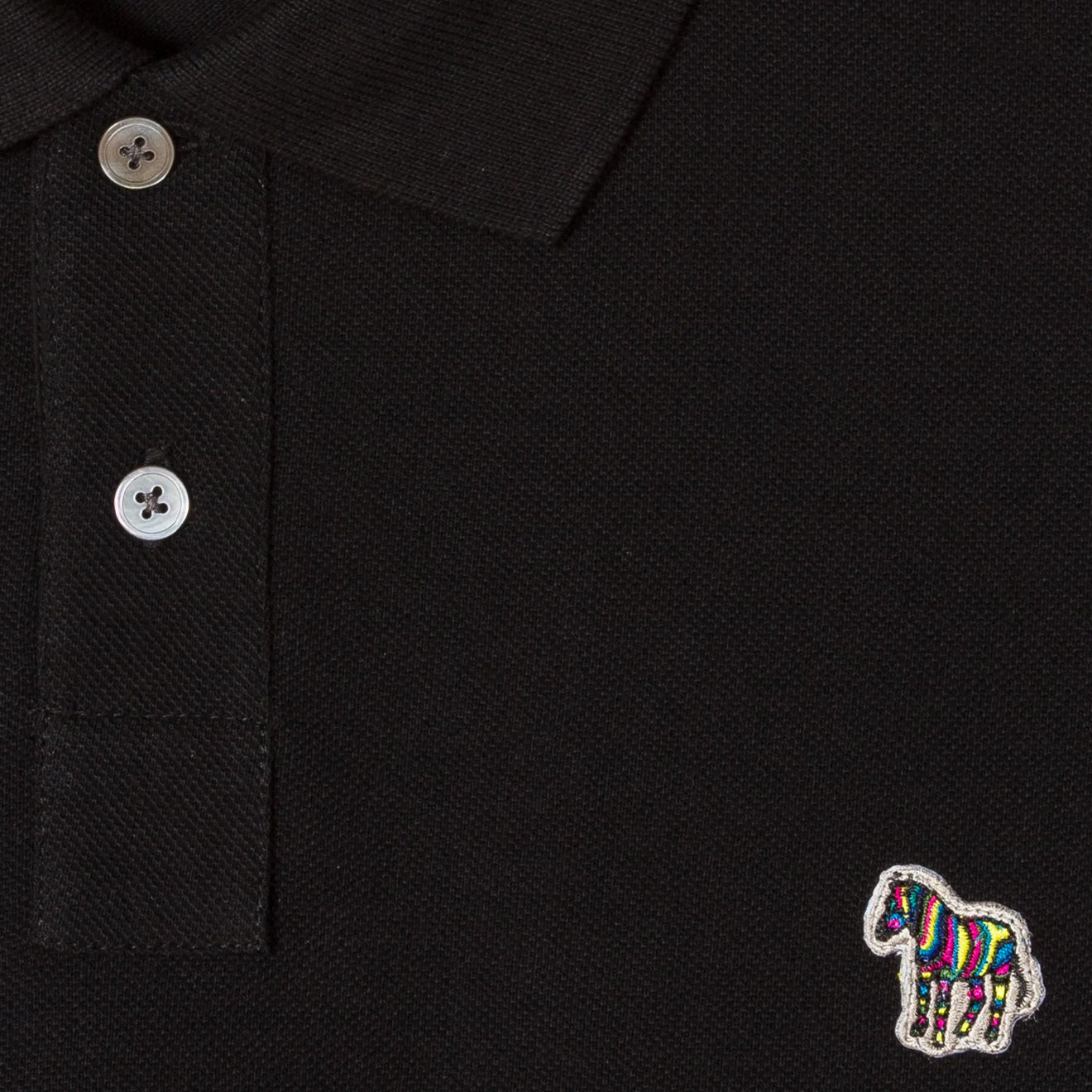 Paul Smith Cotton-Piqué Zebra Logo Polo Shirt Black - Parasol Store
