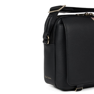 Paul Smith Leather Signature Stripe Trim Messenger Bag Black - Parasol Store