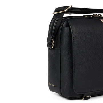 Paul Smith Leather Signature Stripe Trim Messenger Bag Black - Parasol Store