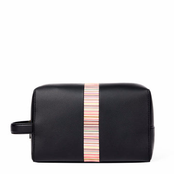 Paul Smith Leather Signature Stripe Wash Bag Black - Parasol Store