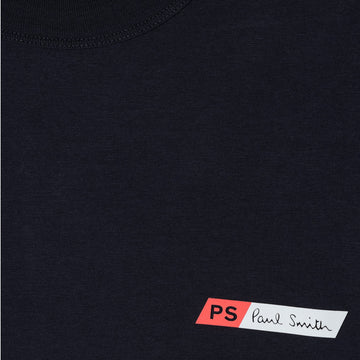 Paul Smith S/S PS Slant Logo Cotton-Blend T-Shirt Very Dark Navy - Parasol Store