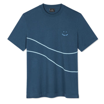 Paul Smith S/S Tshirt PS Happy Wave Inky Blue - Parasol Store
