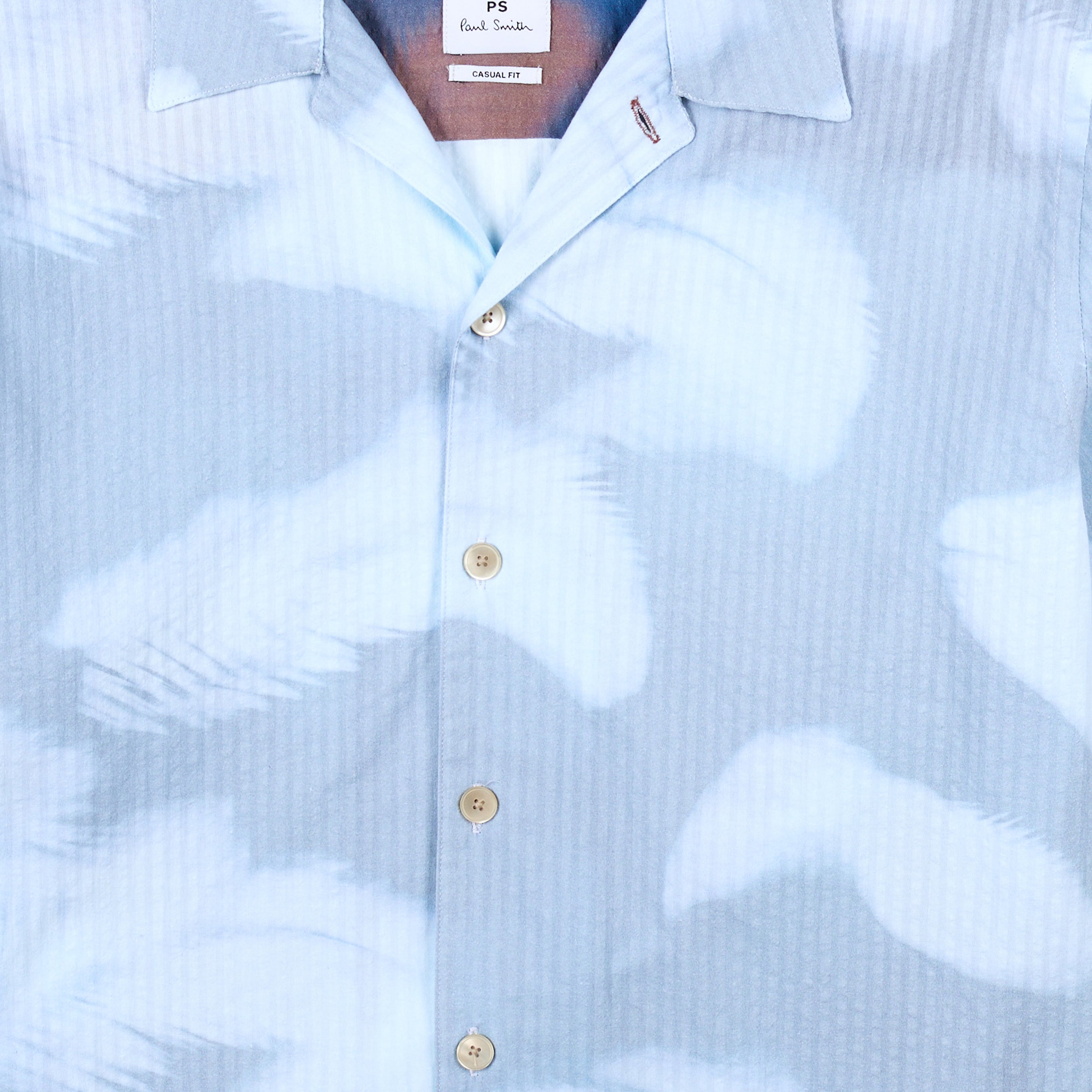 Paul Smith Palm Shadow Short-Sleeve Shirt Light Blue - Parasol Store