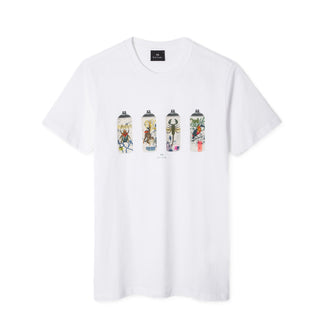 Paul Smith Slim-Fit White 'Spray Cans' Print T-Shirt White - Parasol Store