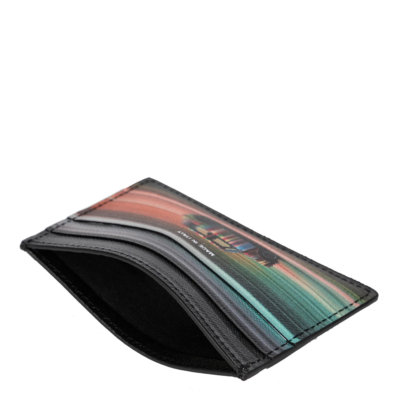 Paul Smith 'Mini Blur' Print Leather Card Holder Black - Parasol Store