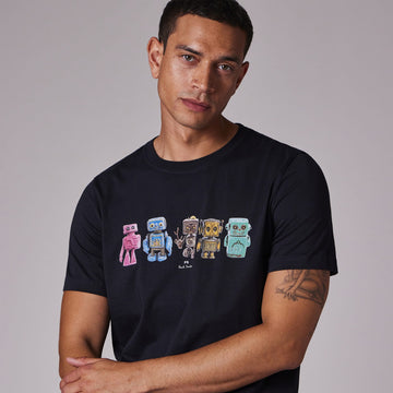 Paul Smith 'Robots' T-Shirt Navy Blue - Parasol Store