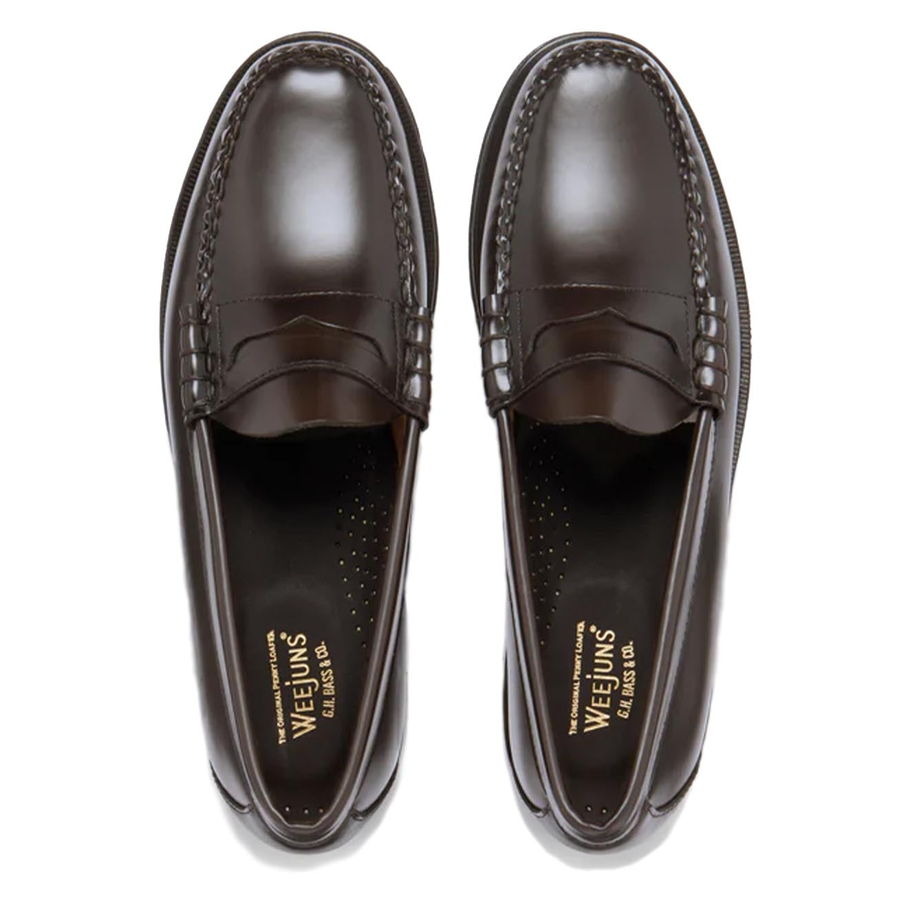G.H.Bass Weejuns Larson Penny Loafers Chocolate Leather - Parasol Store