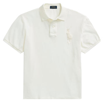 Polo Ralph Lauren Custom Slim Fit Big Pony Mesh Polo Shirt Clubhouse Cream - Parasol Store