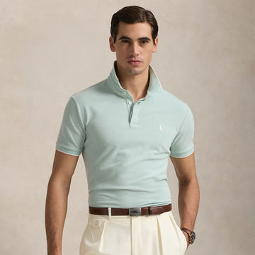 Polo Ralph Lauren Custom Slim Fit Stretch Oxford Mesh Polo Celadon/White - Parasol Store