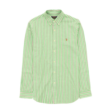 Polo Ralph Lauren Striped Oxford Shirt Green Pink Multi - Parasol Store