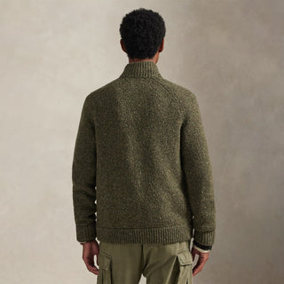 Polo Ralph Lauren Wool-Blend Mockneck Cardigan Olive Marl - Parasol Store
