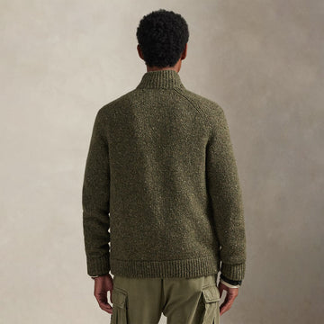 Polo Ralph Lauren Wool-Blend Mockneck Cardigan Olive Marl - Parasol Store