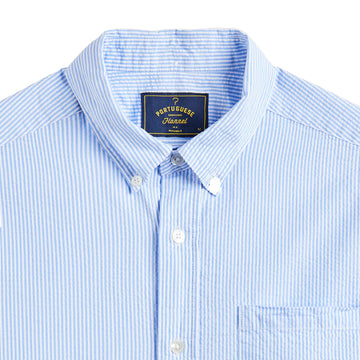 Portuguese Flannel Atlantico Stripe L/S Shirt Blue - Parasol Store