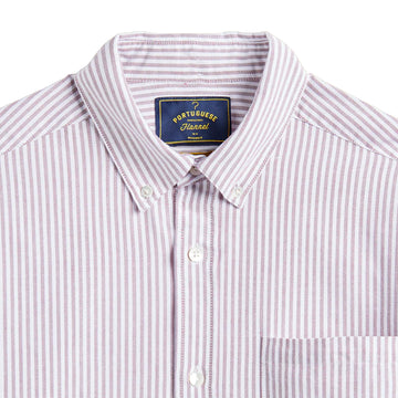 Portuguese Flannel Belavista Stripe L/S Shirt Bordeaux - Parasol Store