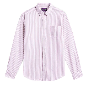 Portuguese Flannel Belavista Stripe L/S Shirt Bordeaux - Parasol Store