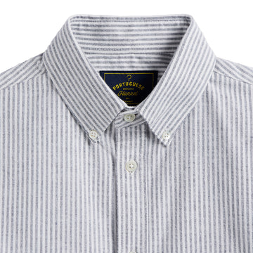 Portuguese Flannel Brushed Oxford Stripe Shirt Blue - Parasol Store
