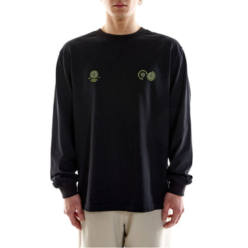 Purple Mountain Observatory Globe Logo L/S Tee Black - Parasol Store