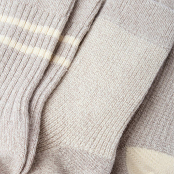 Rototo Recycle Cotton / Wool Daily 3 Pack Socks Gray / Off White - Parasol Store
