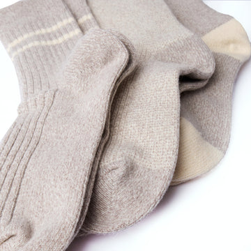 Rototo Recycle Cotton / Wool Daily 3 Pack Socks Gray / Off White - Parasol Store