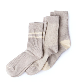 Rototo Recycle Cotton / Wool Daily 3 Pack Socks Gray / Off White - Parasol Store