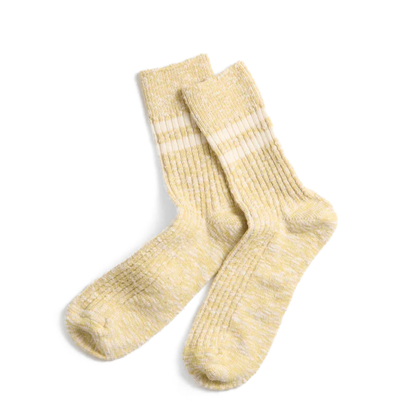 Rototo Womens Two Stripe Sock Light Yellow - Parasol Store