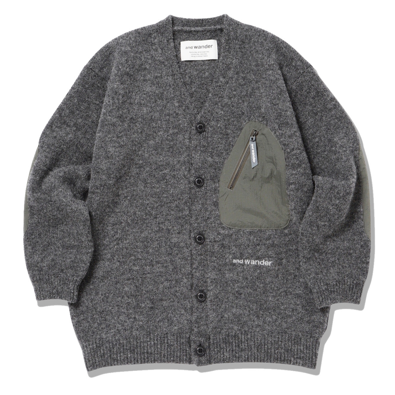 And Wander Shetland Wool Cardigan Gray And Wander