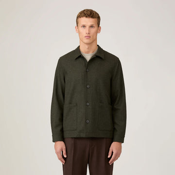 Sunspel British Wool Twin Pocket Jacket Drill Green - Parasol Store