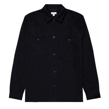 Sunspel Brushed Cotton Overshirt Navy - Parasol Store