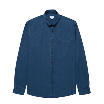 Sunspel Button Down Shirt Indigo - Parasol Store