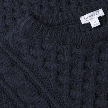 Sunspel Cable Jumper Navy - Parasol Store