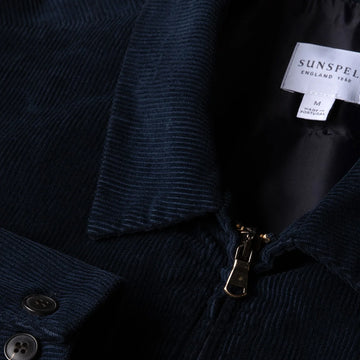 Sunspel Cord Harrington Jacket Navy - Parasol Store