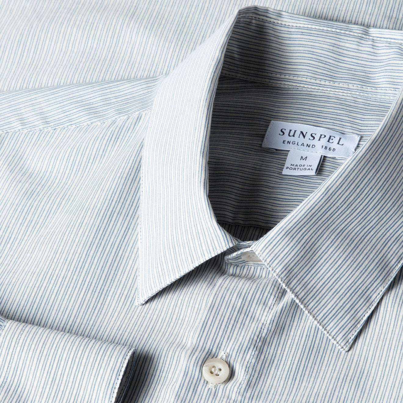 Sunspel Cotton Cashmere Shirt Light Blue / White - Parasol Store