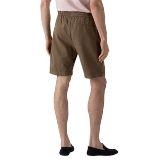Sunspel Cotton Linen Drawstring Shorts Dark Tan - Parasol Store