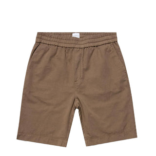 Sunspel Cotton Linen Drawstring Shorts Dark Tan - Parasol Store