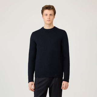 Sunspel Fisherman Mock Neck Jumper Navy - Parasol Store