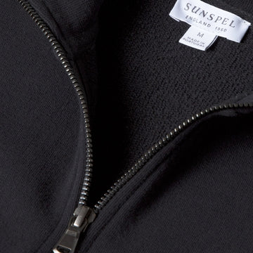 Sunspel Half Zip Sweatshirt Black - Parasol Store